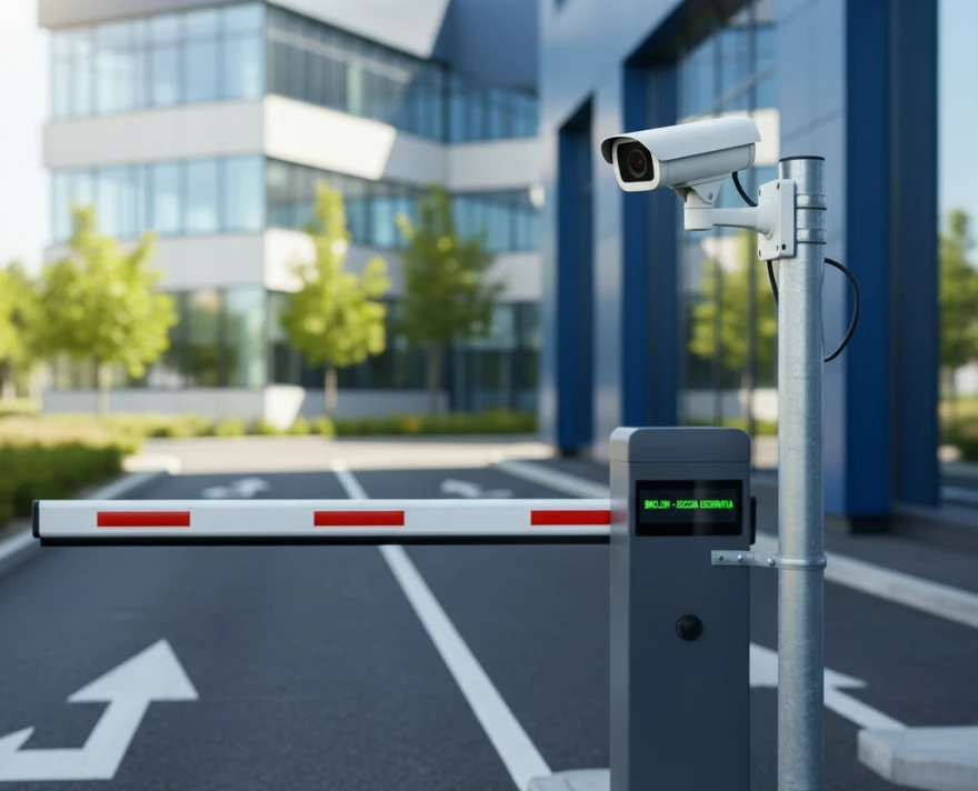 Barrier and camera that recognize license plates
